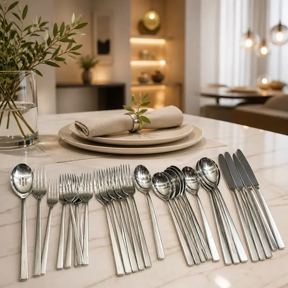 Vintage Oneida Illumina Stainless Steel Flatware Pattern 35 Pieces